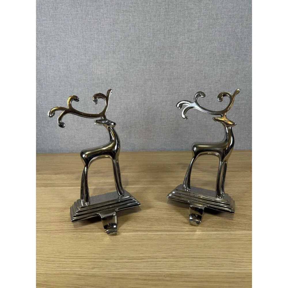 Kurt Adler 10-Inch Silver Reindeer Stocking Holder